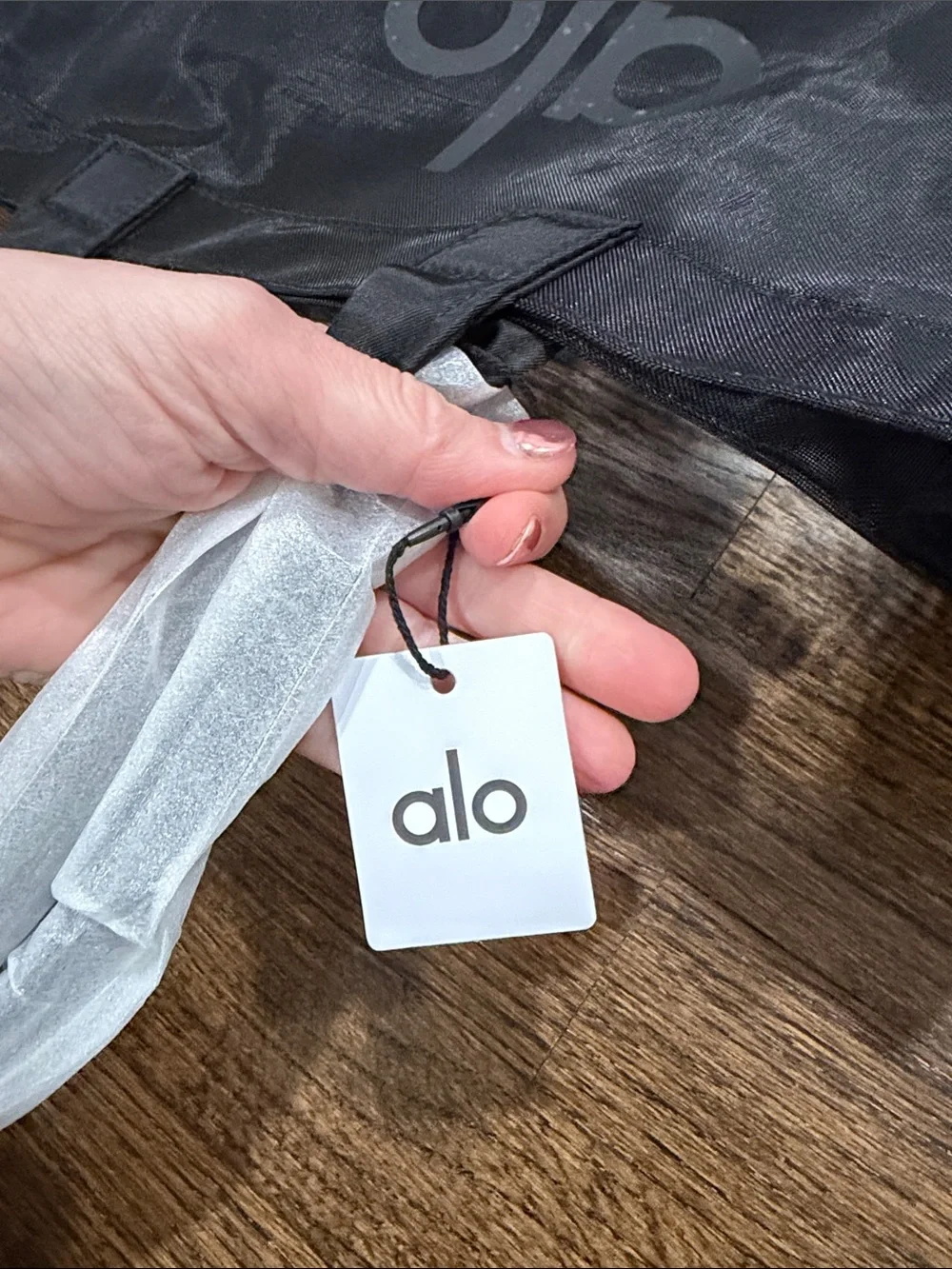 Alo Black mesh Logo Tote Bag